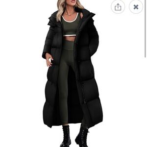 PRETTYGARDEN Women's Winter Long Puffer Coat Jacket Black Hooded Size XXL